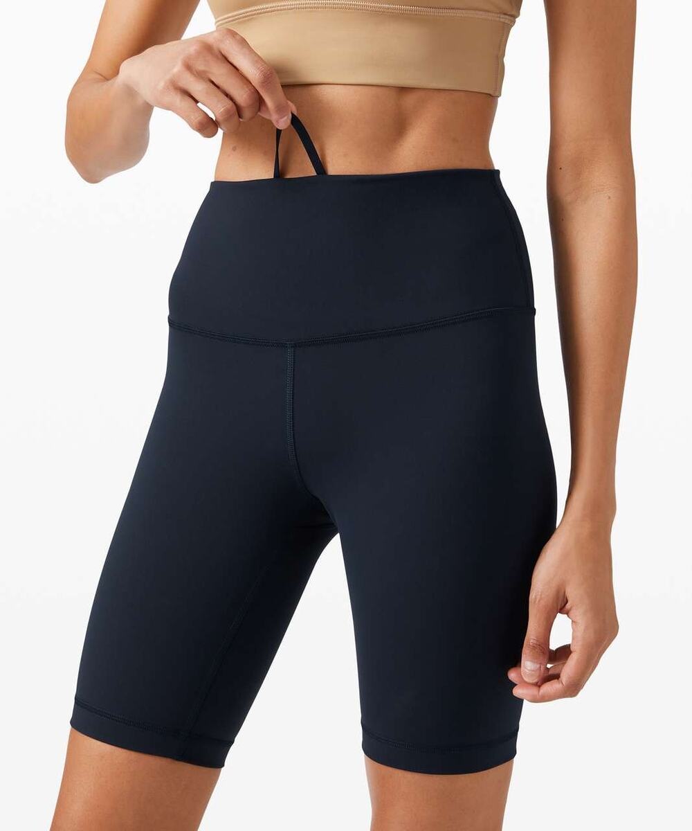 Lululemon Wunder Train High Rise Biker Shorts 8" Size 10 Navy Blue Activewear